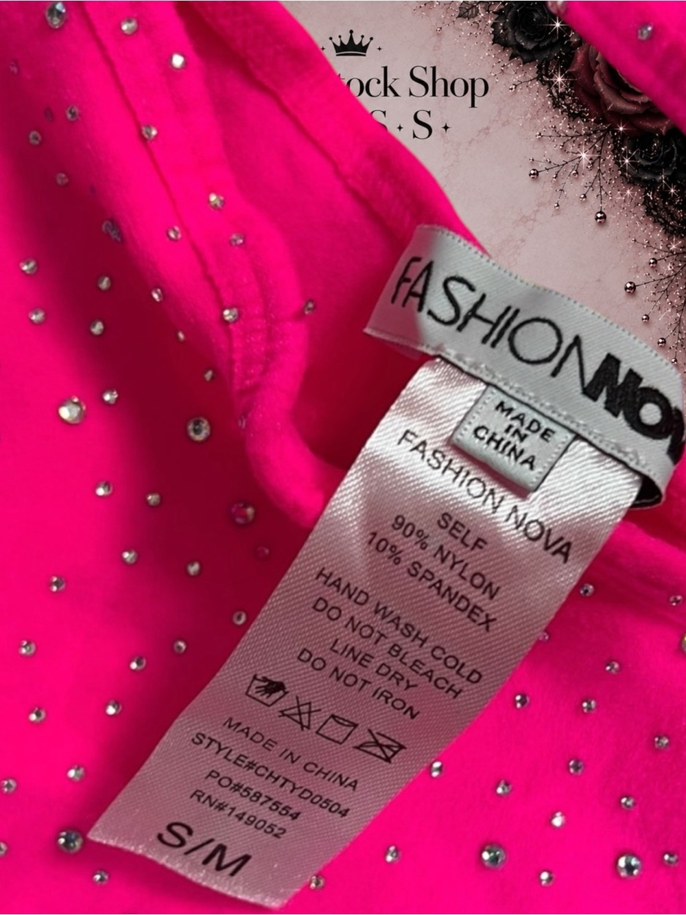 Fashion Nova Kali Rhinestone Seamless Legging Set – Hot Pink – Size S/M - Picture 8 of 9